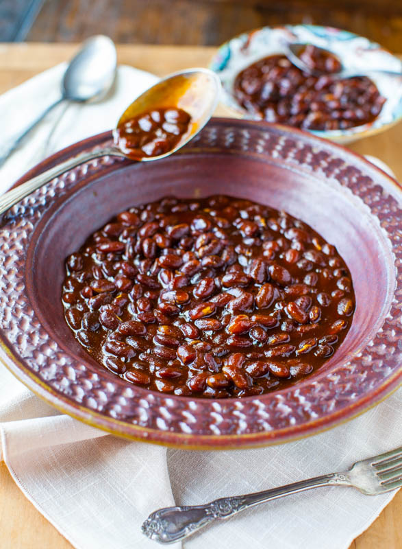 Bourbon maple slow cooker baked beans. Nuff said.