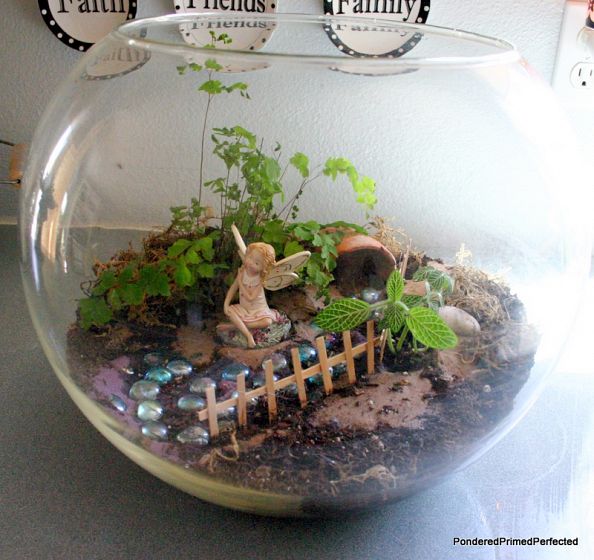 Tutorial on making a fairy garden in a fish bowl