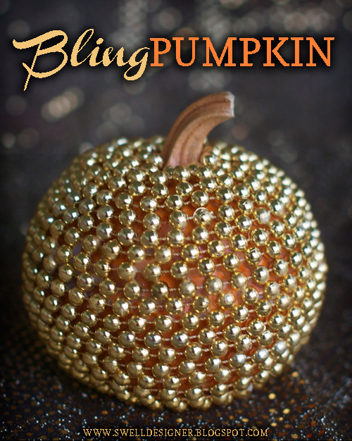 Boo! Bling out your pumpkin with old Mardi Gras beads.